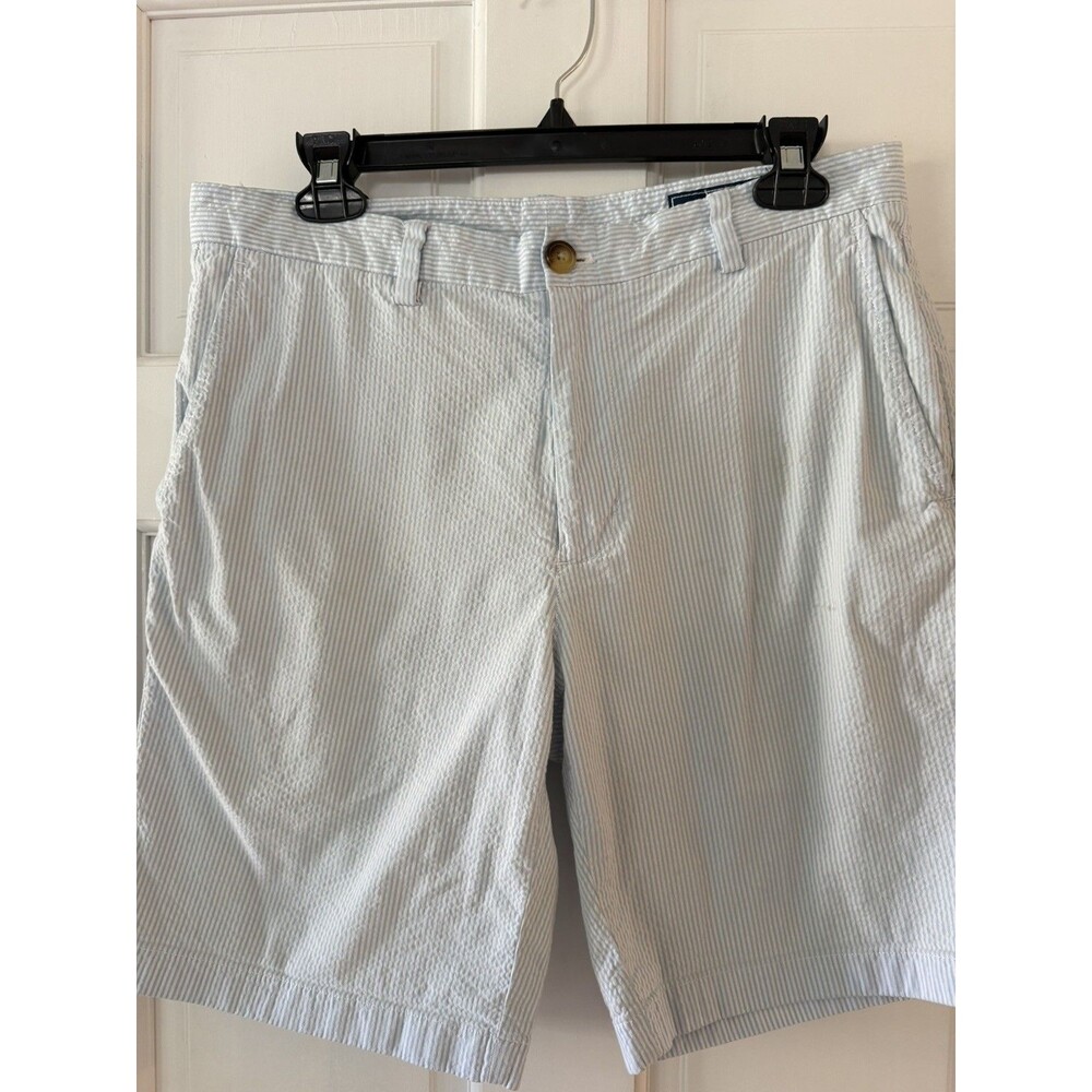 Vineyard Vines Mens 33 Breaker Shorts Seersucker Striped Blue White Preppy